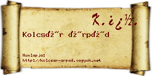 Kolcsár Árpád névjegykártya