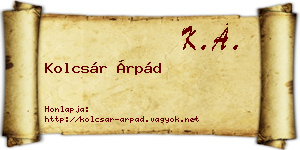 Kolcsár Árpád névjegykártya