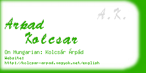 arpad kolcsar business card