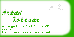 arpad kolcsar business card